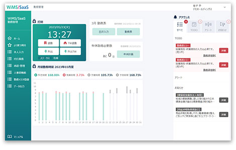 勤務管理システムトップ画面